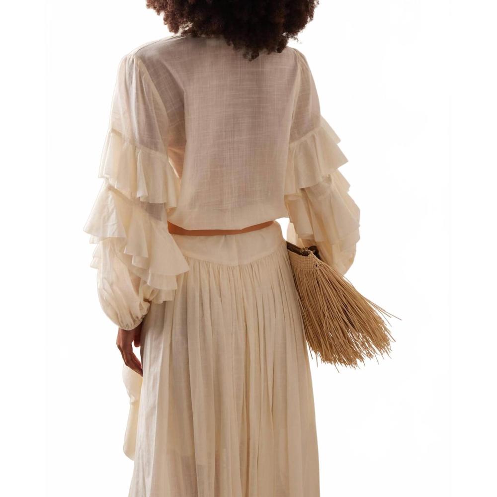 NEW ZIMMERMANN acacia ruffle blouse in tea - Picture 3 of 5